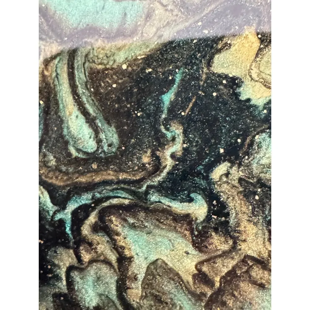 Acrylic Pour Art Resin Black Teal Gold Tray Irregular Edges